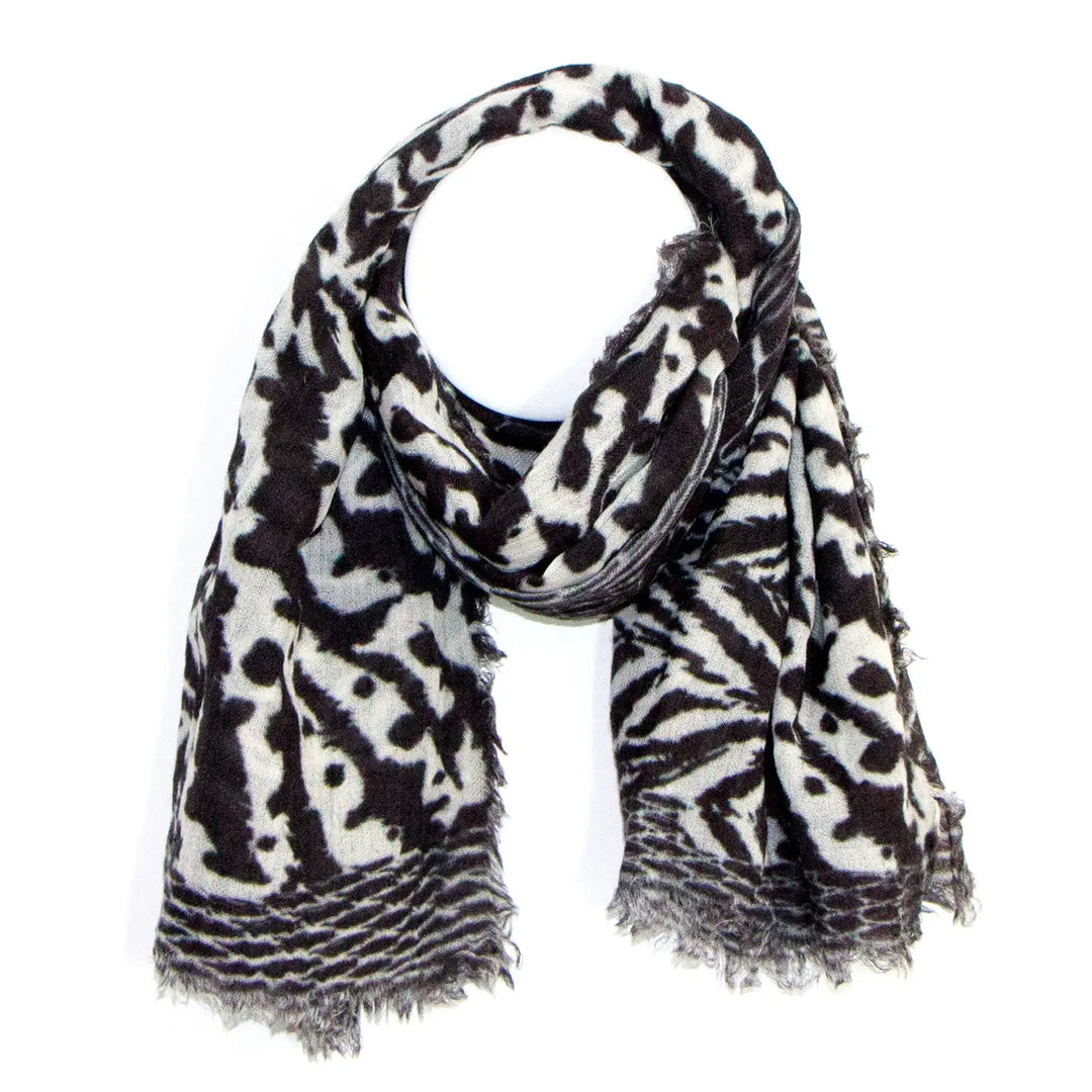 Tushar Animal Print Wool Mix Scarf