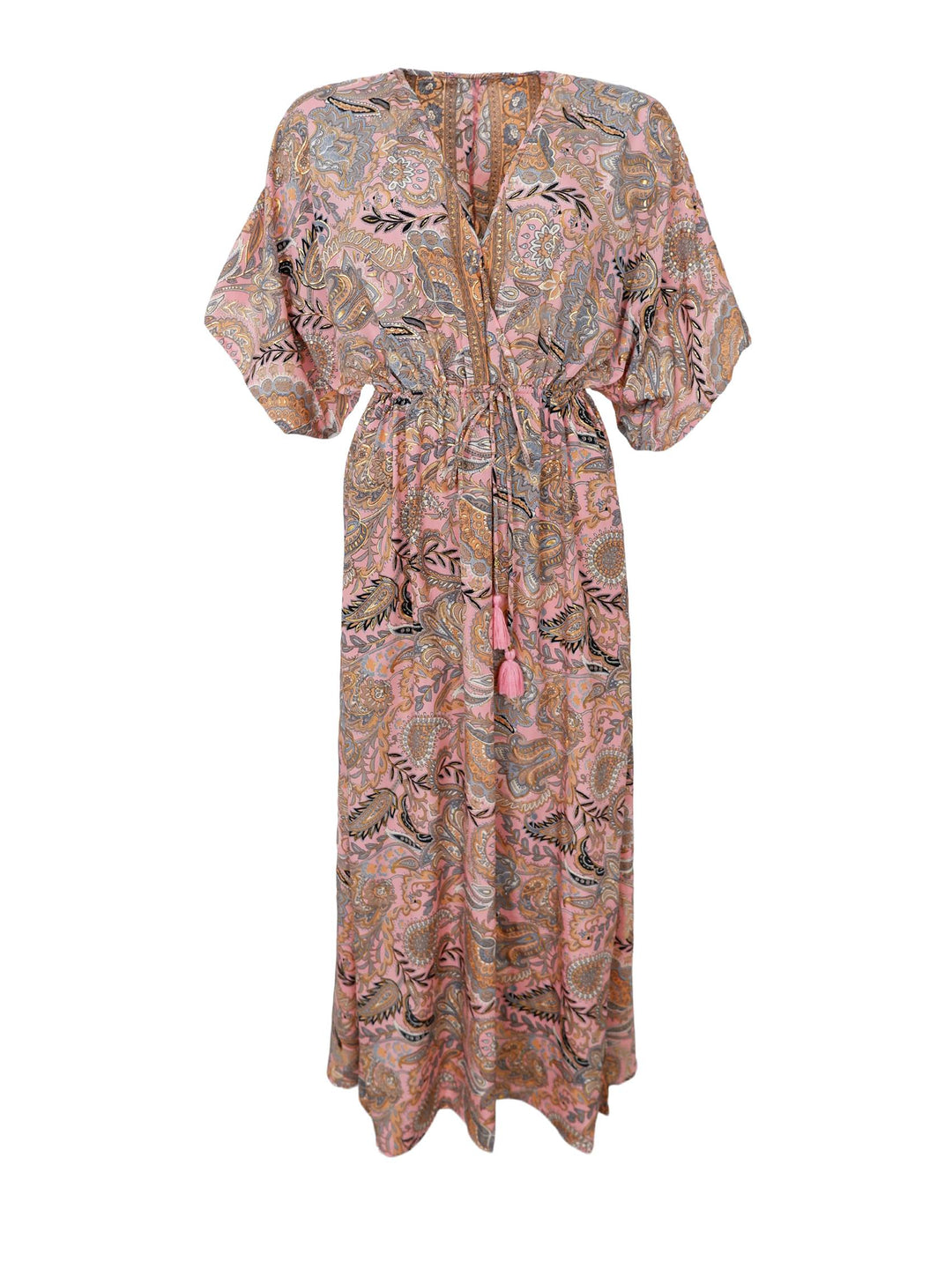 Luna long V-neck dress in Imperial Rose Pink