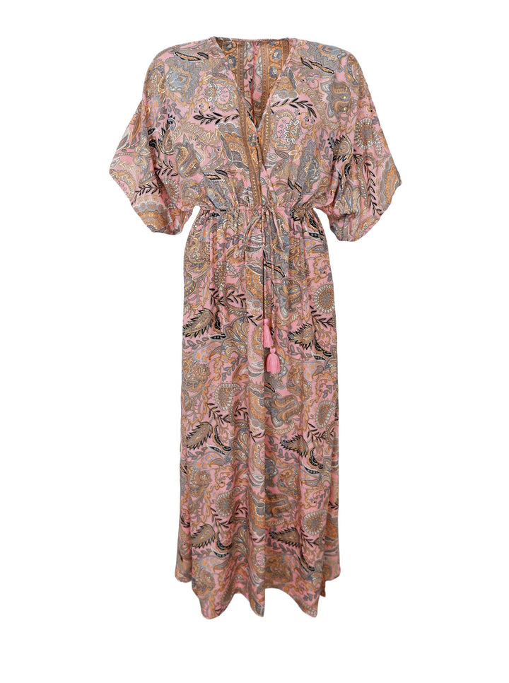 Luna long V-neck dress in Imperial Rose Pink