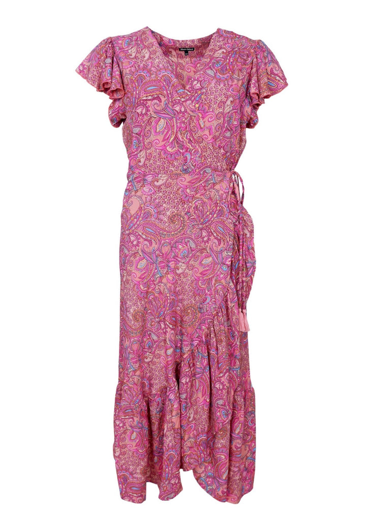 Luna Flared Wrap Dress in pink