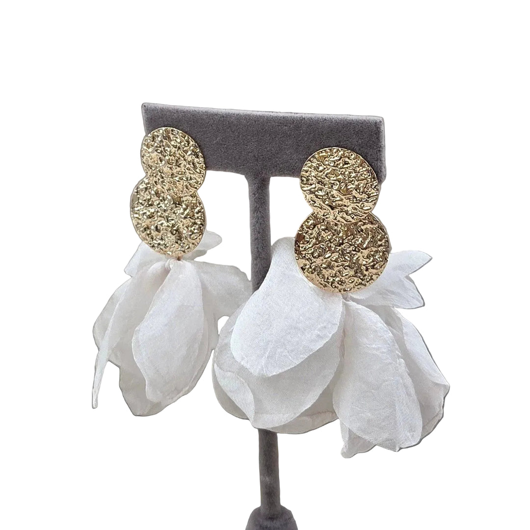 Abbie disc earrings in sheer white flowers