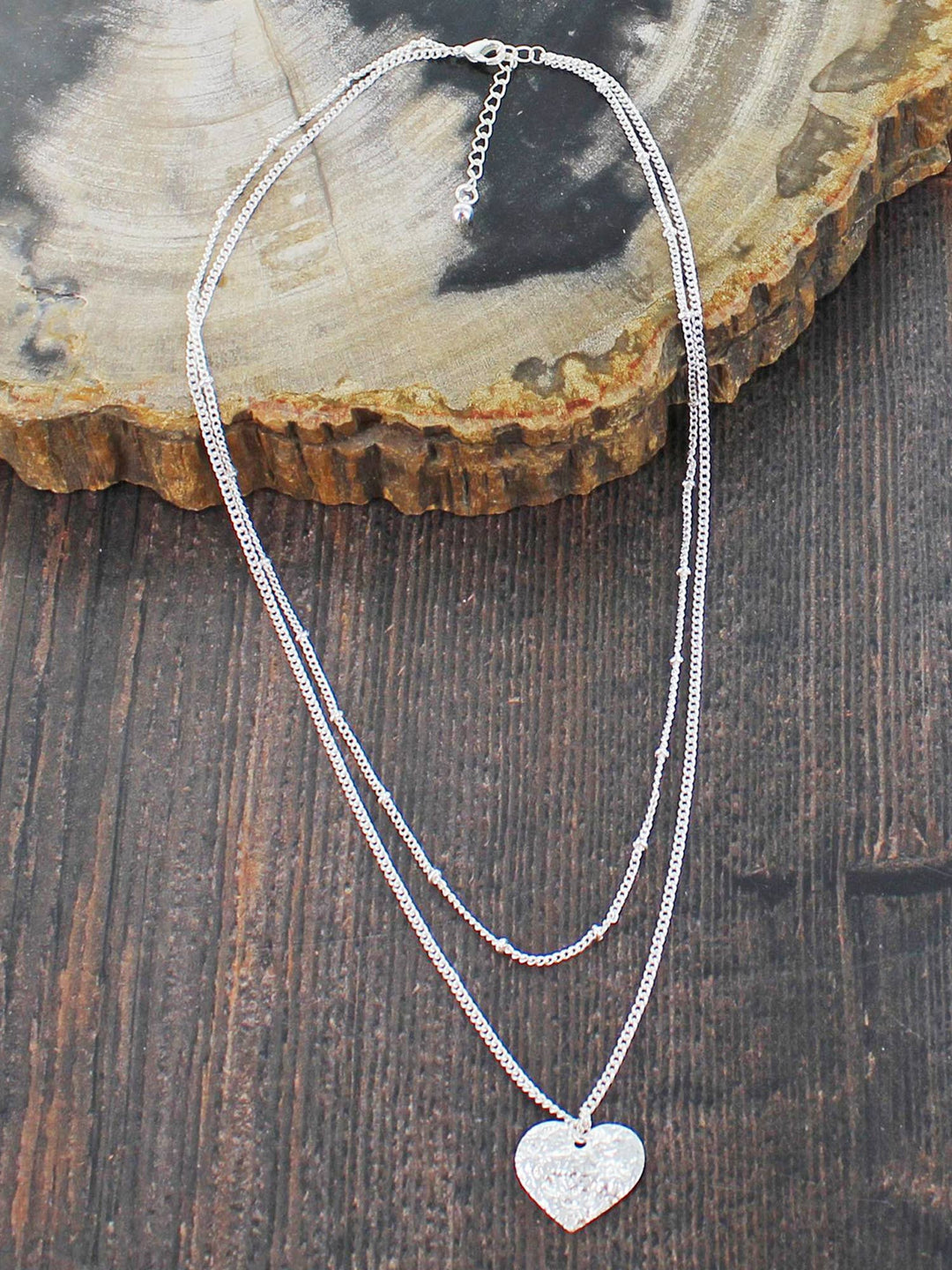 Double Strand Heart Necklace [Silver-Plate]