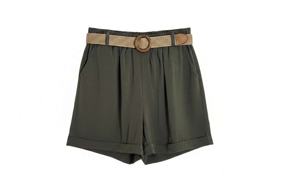 Zanzibar Classic rayon mix shorts with pockets and elasticated natural style belt