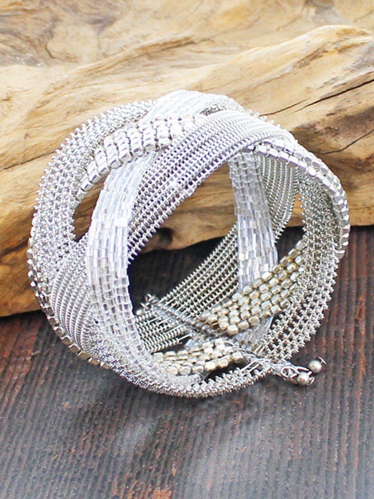 KH6505S PLAITED BEAD CUFF