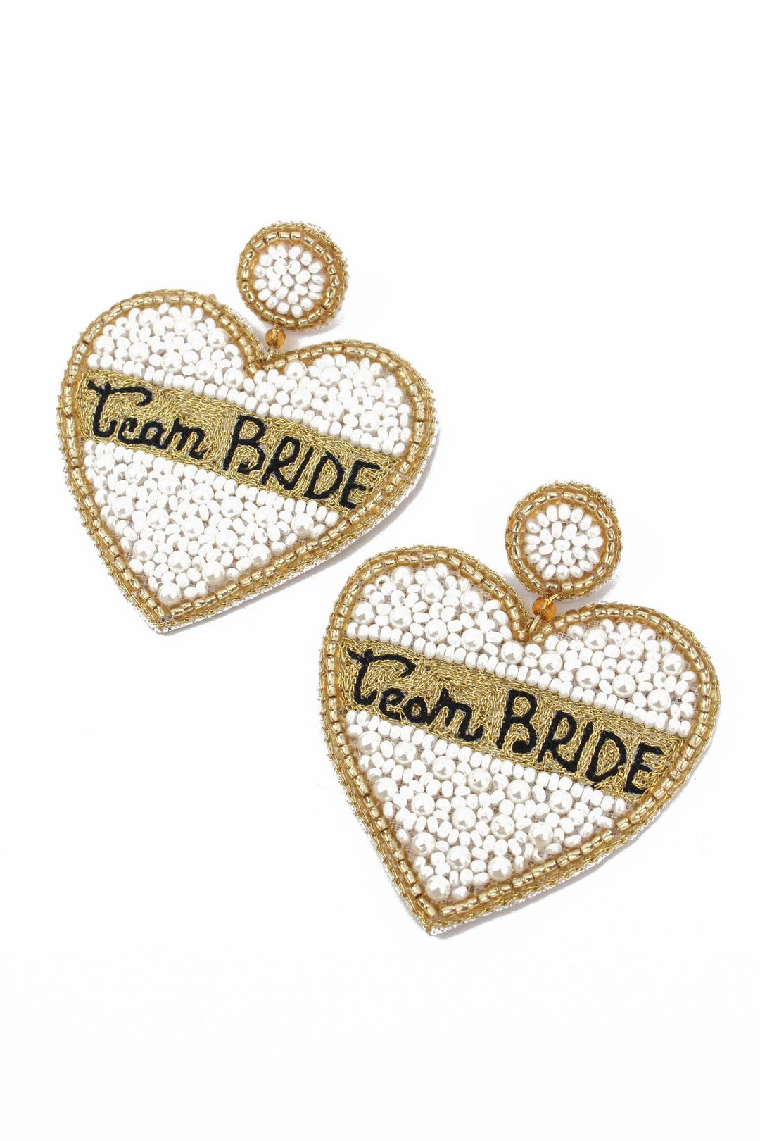 TEAM BRIDE BEADED HEART DROP EARRINGS