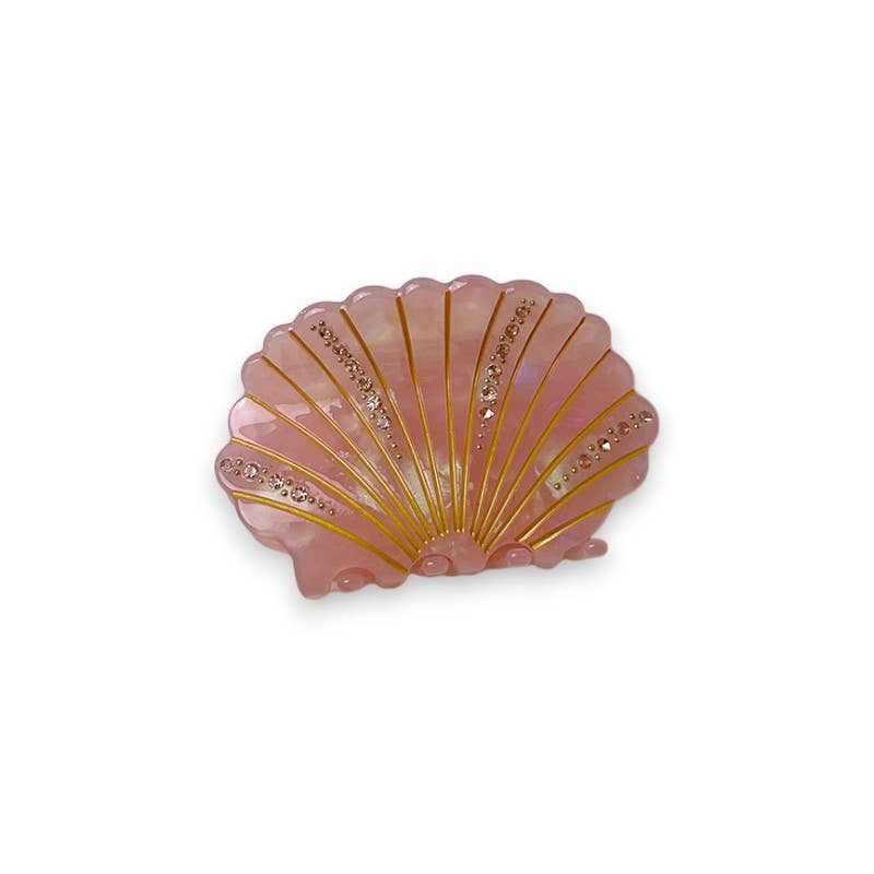 Embellished Shell Claw Clip in Pink Iridescent