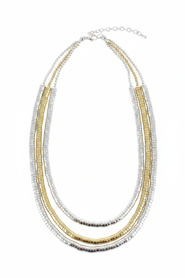 Summer 3 Strand Gold &amp; Silver Necklace