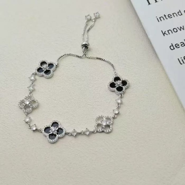 Dainty Four Petal Silver Bracelet