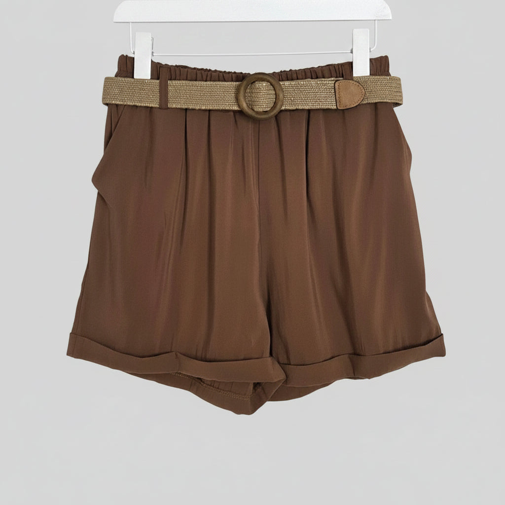 Zanzibar Classic rayon mix shorts with pockets and elasticated natural style belt