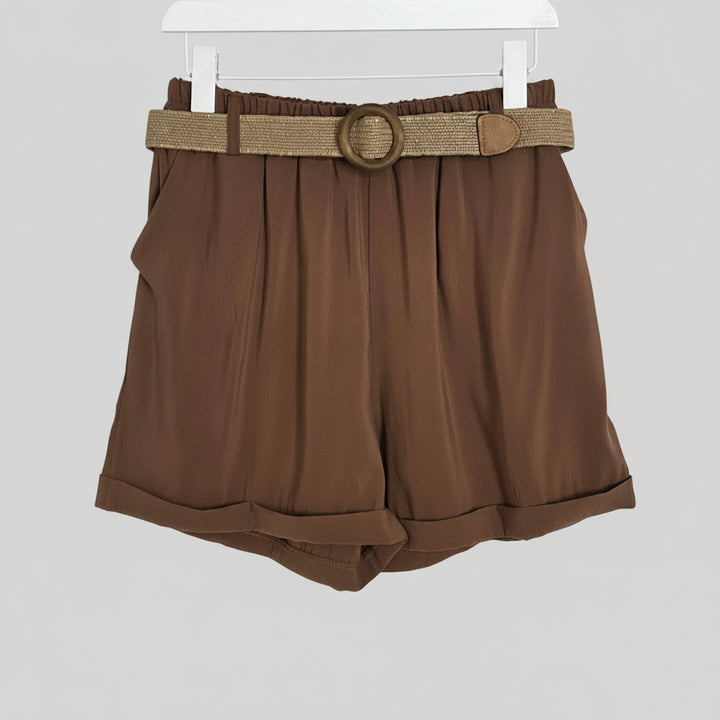 Zanzibar Classic rayon mix shorts with pockets and elasticated natural style belt