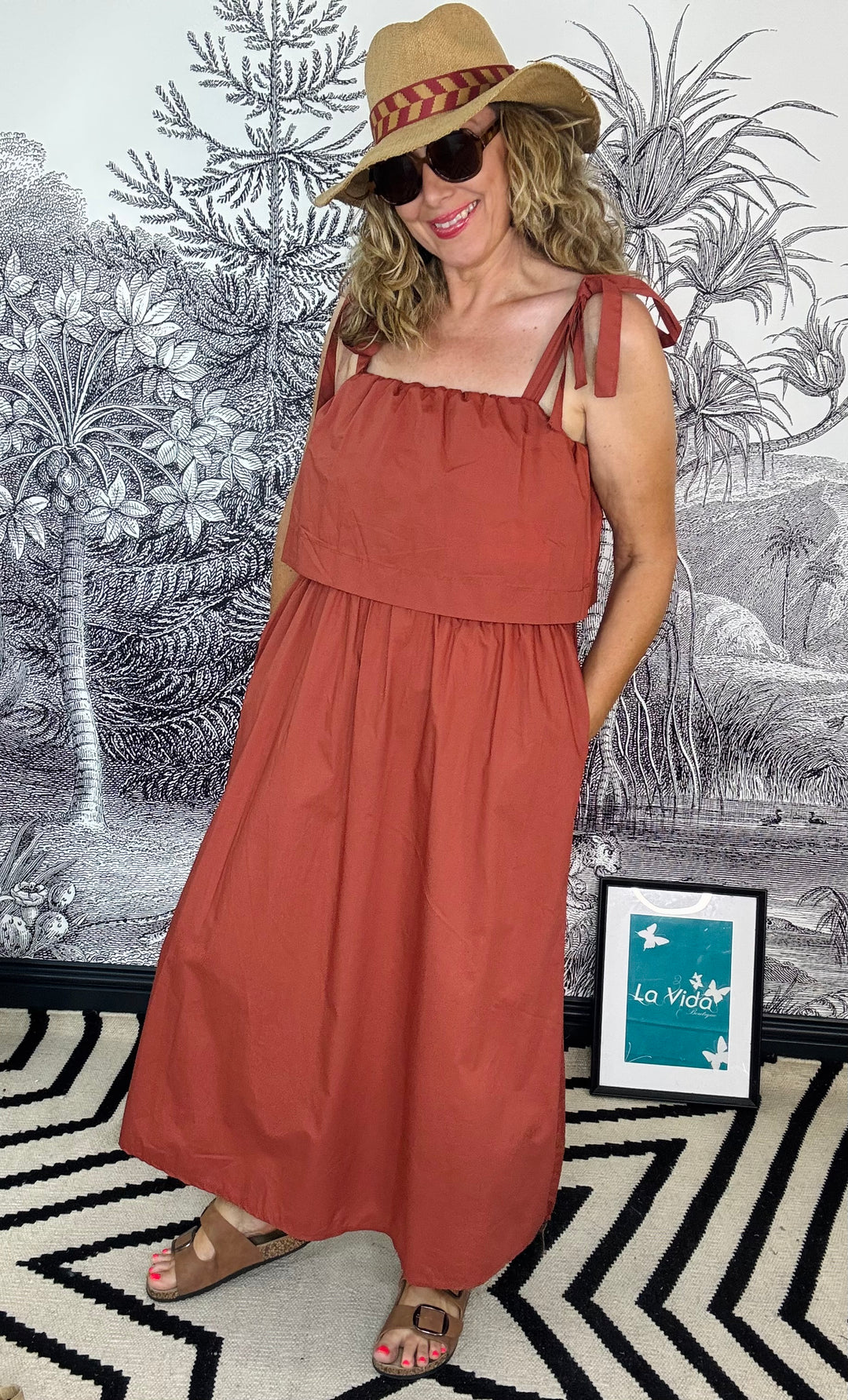Cefalu Tie Shoulder Cotton Dress