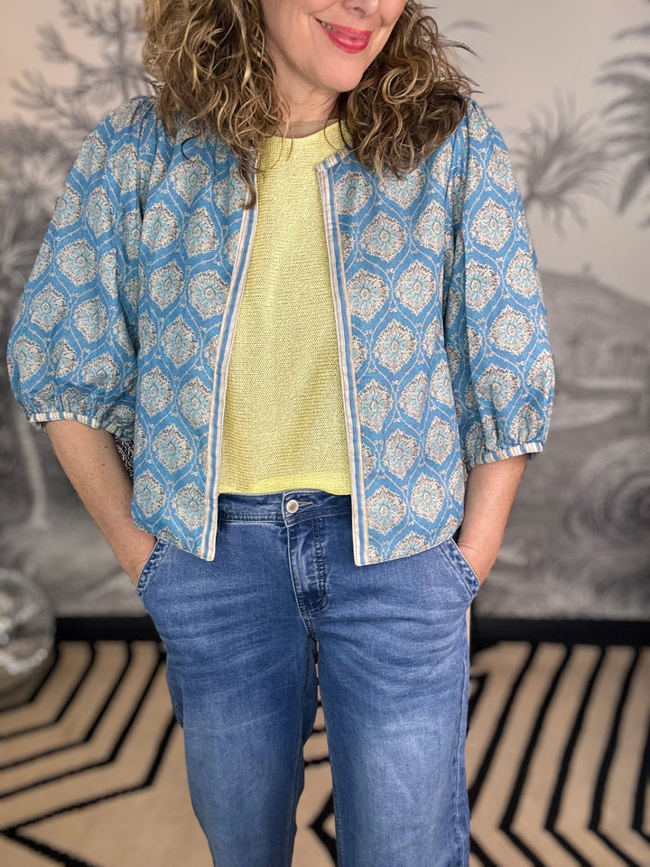 Bari Reversible Printed Pattern Jacket in Blue