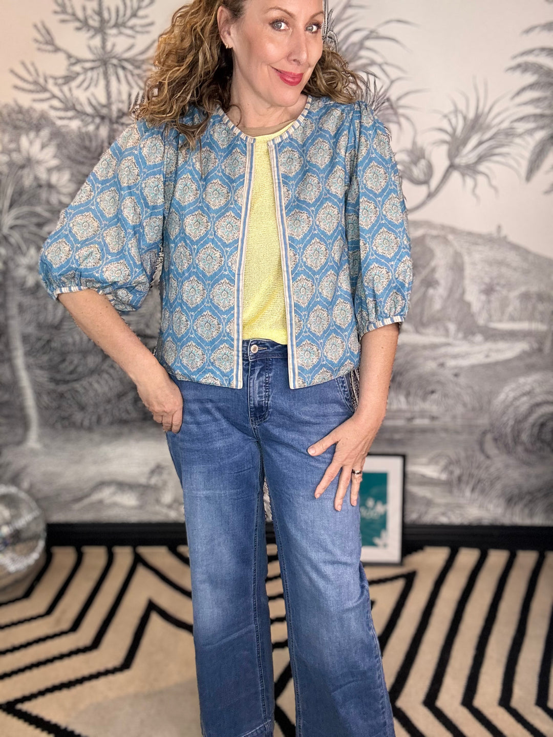 Bari Reversible Printed Pattern Jacket in Blue