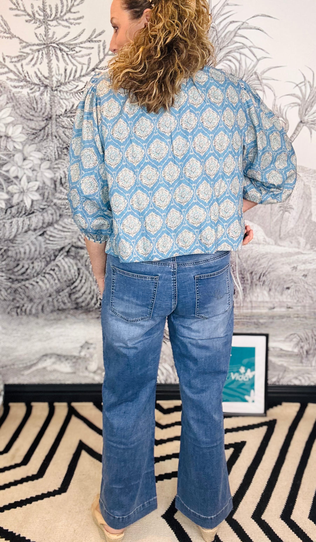 Bari Reversible Printed Pattern Jacket in Blue
