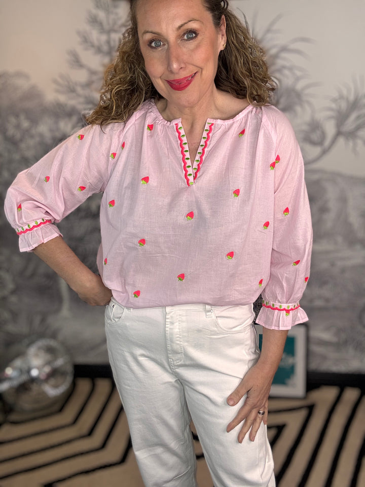 Florento Strawberry Cotton Blouse