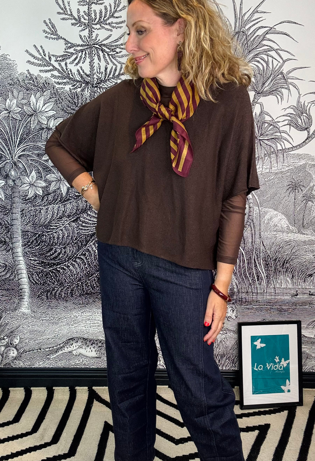 Shirley striped mini scarf