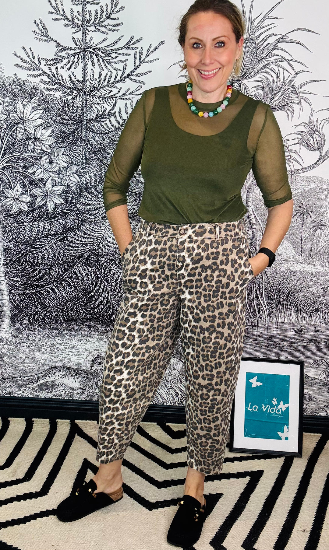 Ellie Barrel Pant in Leopard
