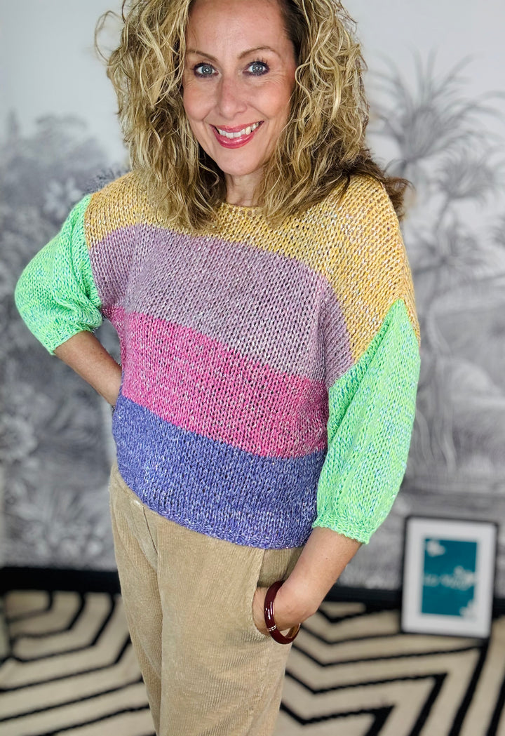 Louisa Lurex Fleck Colour Block Knit
