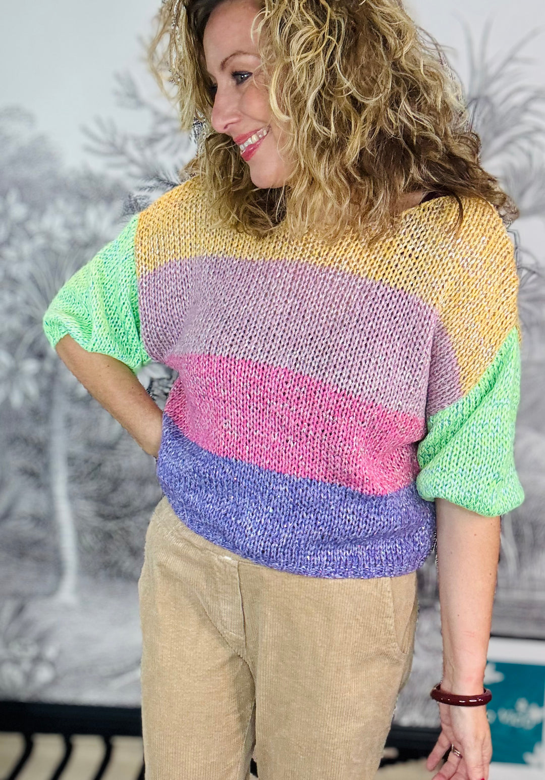 Louisa Lurex Fleck Colour Block Knit