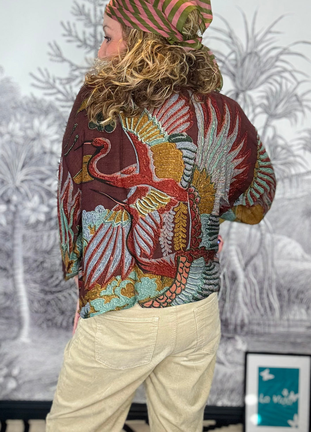 Crane Brown Wool Kimono