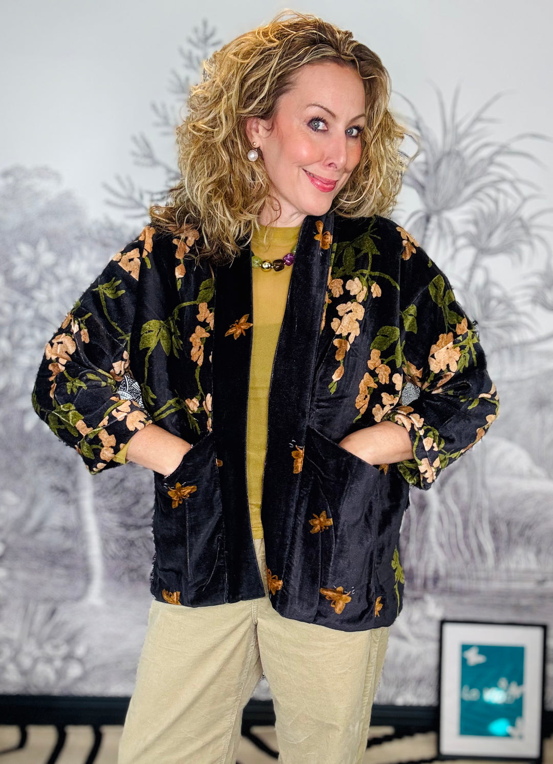 Wisteria Black Velvet Pocket Jacket