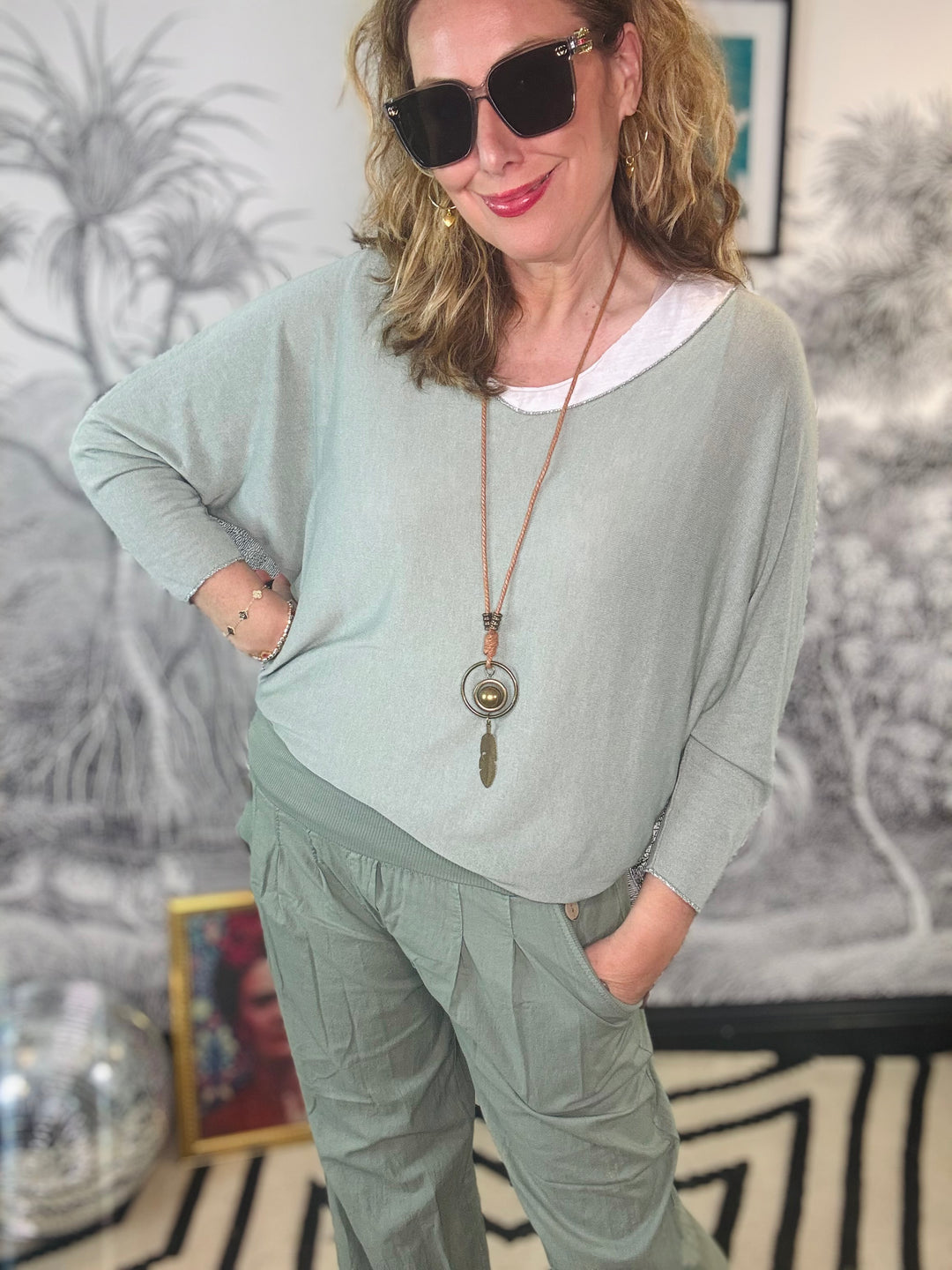 Lucy Summer Double Layer Top with Necklace