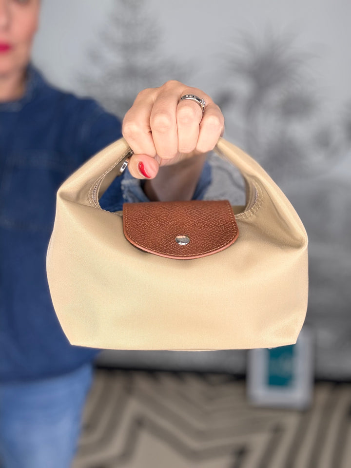 Passy Mini Nylon Tote Bag with Faux Leather Flap worn 3 ways