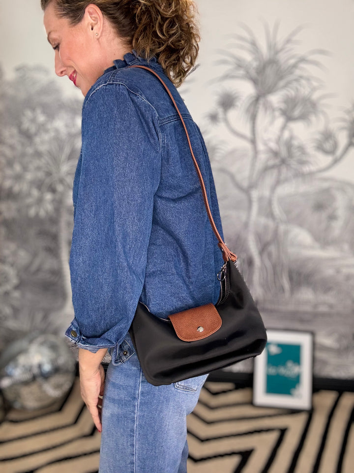 Passy Mini Nylon Tote Bag with Faux Leather Flap worn 3 ways