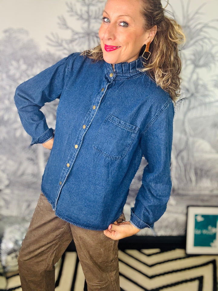 Gwen Denim Frill Collar Shirt