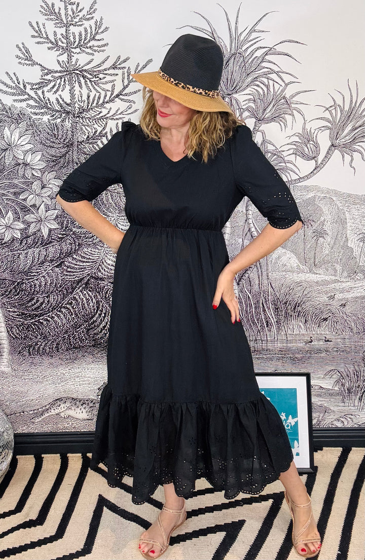 Anais Cotton Fit &amp; Flare Midaxi Dress