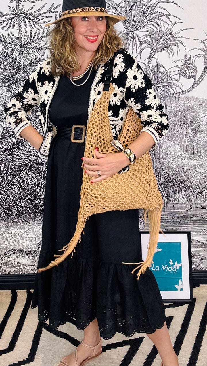 Tulum Woven Boho Shoulder Bag with Statement Fringe