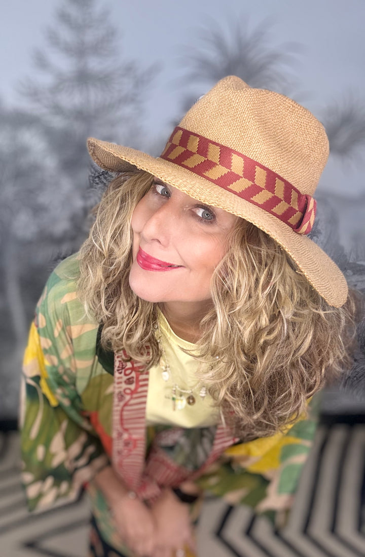 Natasha Hat - Terracotta Chevron Band