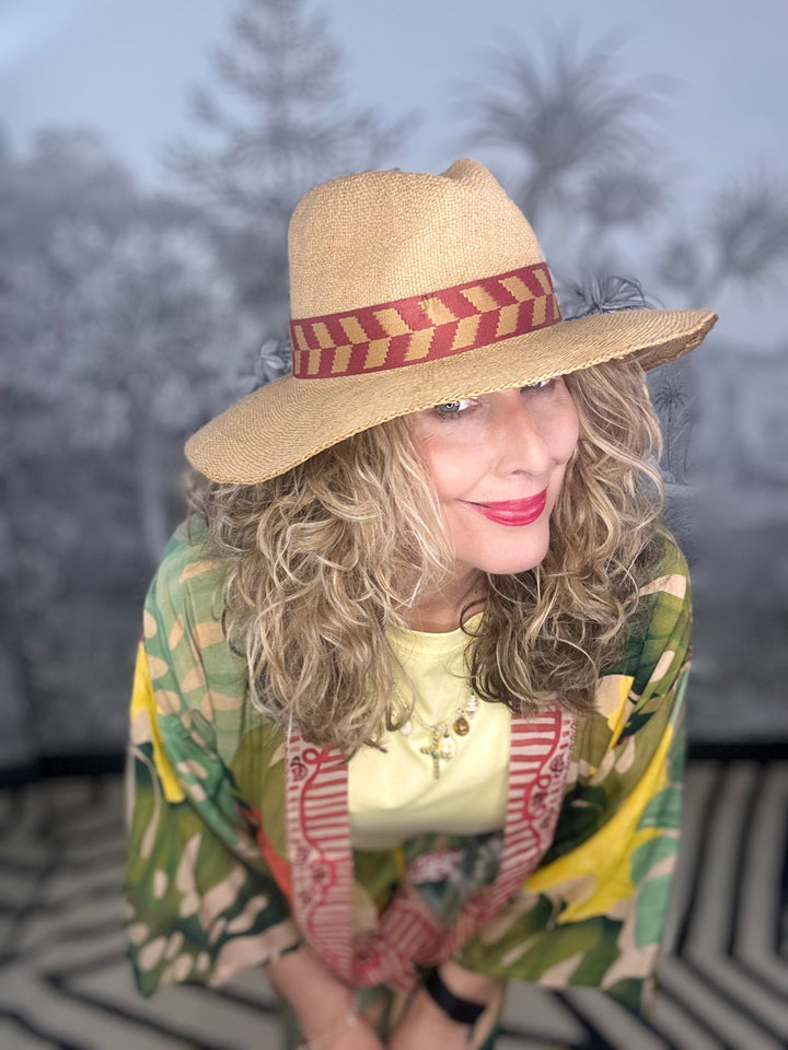Natasha Hat - Terracotta Chevron Band