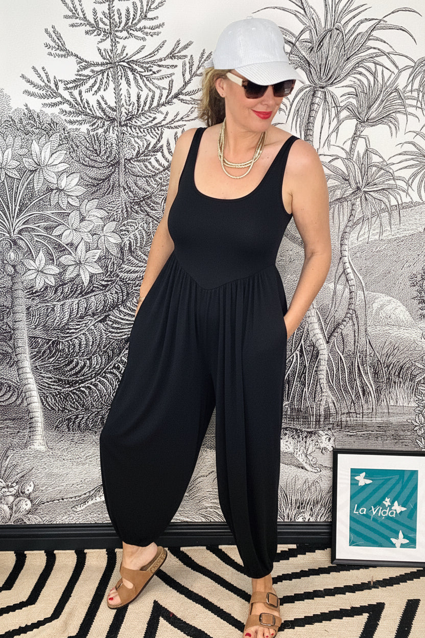 Rímini ribvest jersey perfect pull on harem jumpsuit