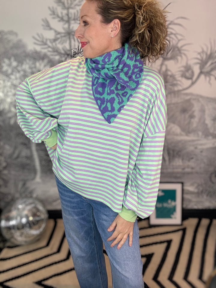 Leonie Knitted Neck Triangle Leopard Scarf Star Print