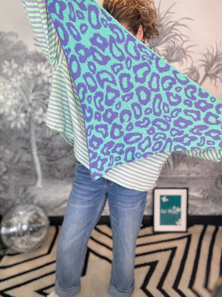 Leonie Knitted Neck Triangle Leopard Scarf Star Print