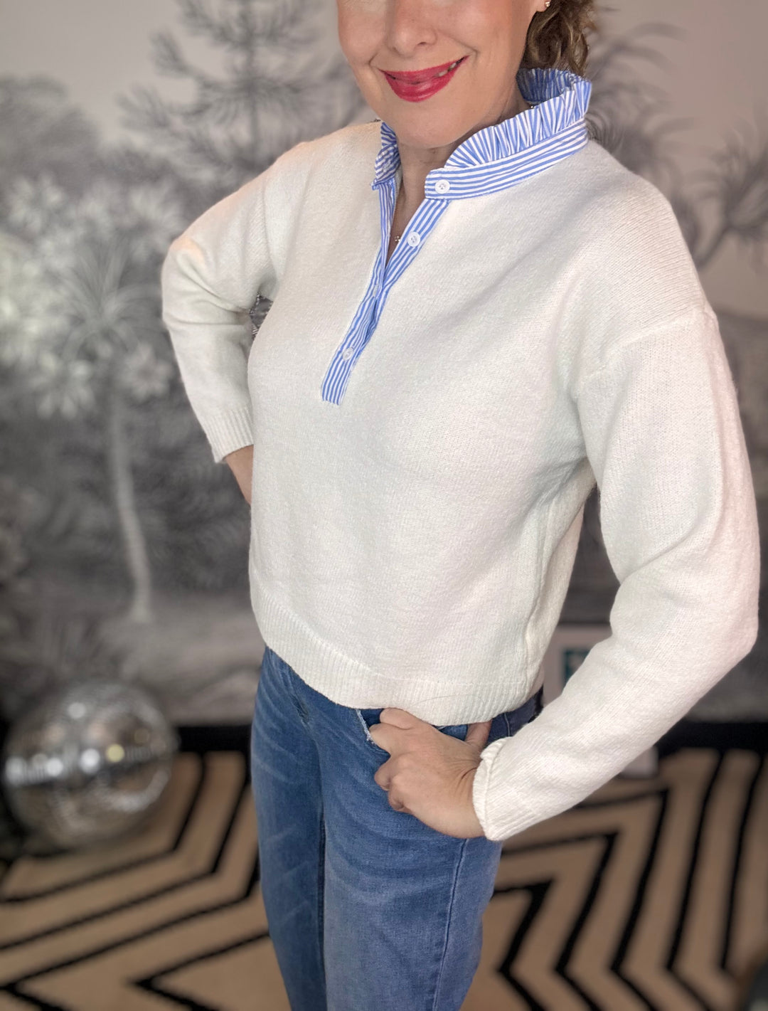 Jackie Jumper with Striped Collar