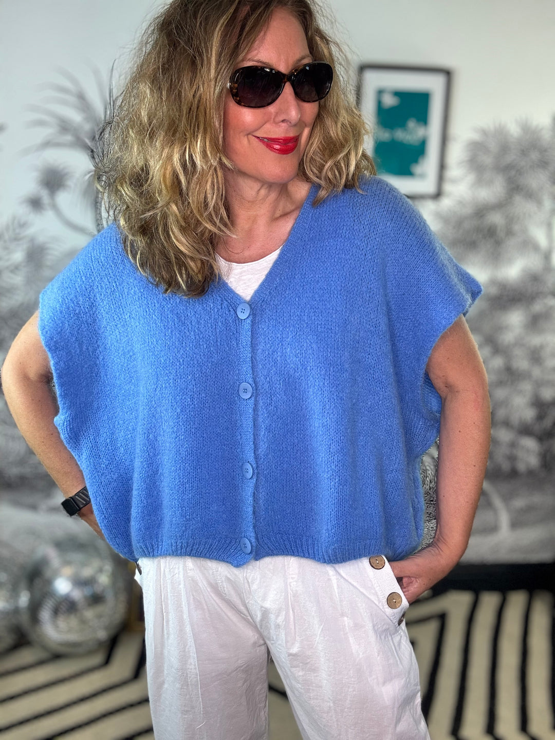 Rinna Oversized Mohair Mix Sleeveless Cardigan