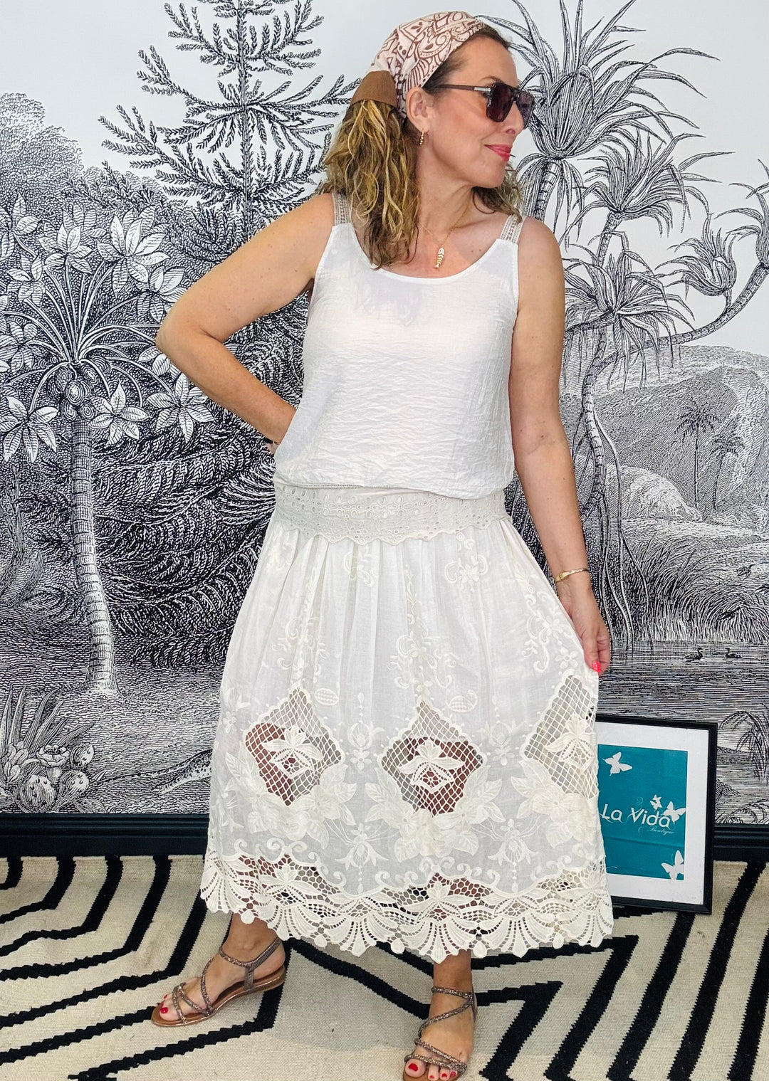Antigua Embroidered Eyelet Vest