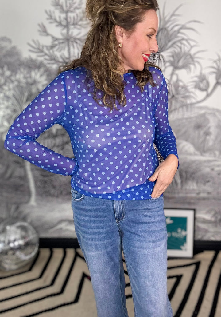 Pammy Polka Dot Mesh Top