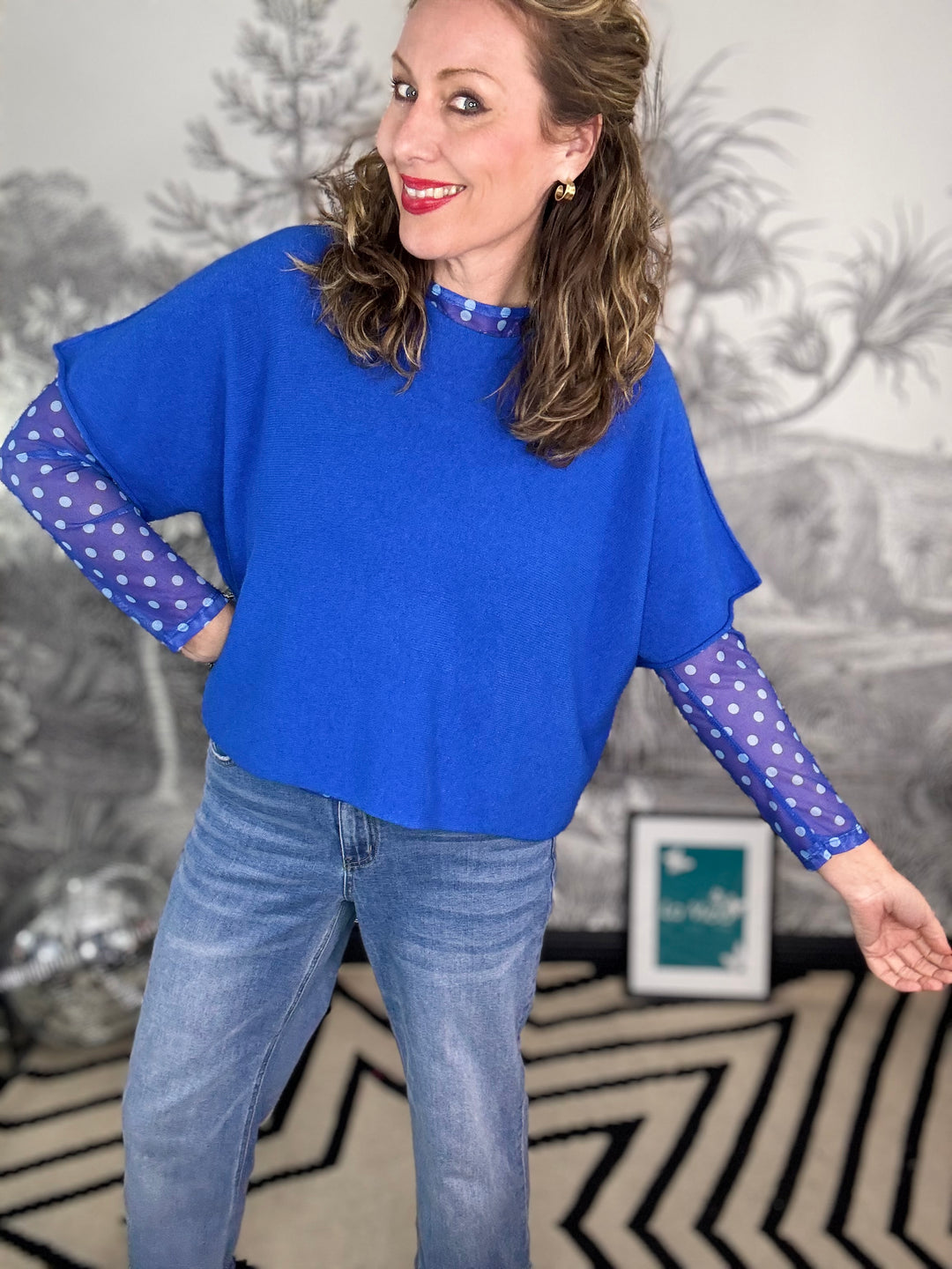Pammy Polka Dot Mesh Top