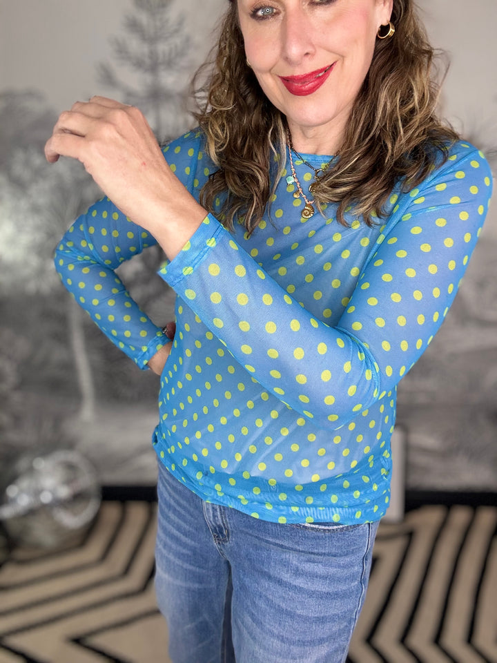 Pammy Polka Dot Mesh Top