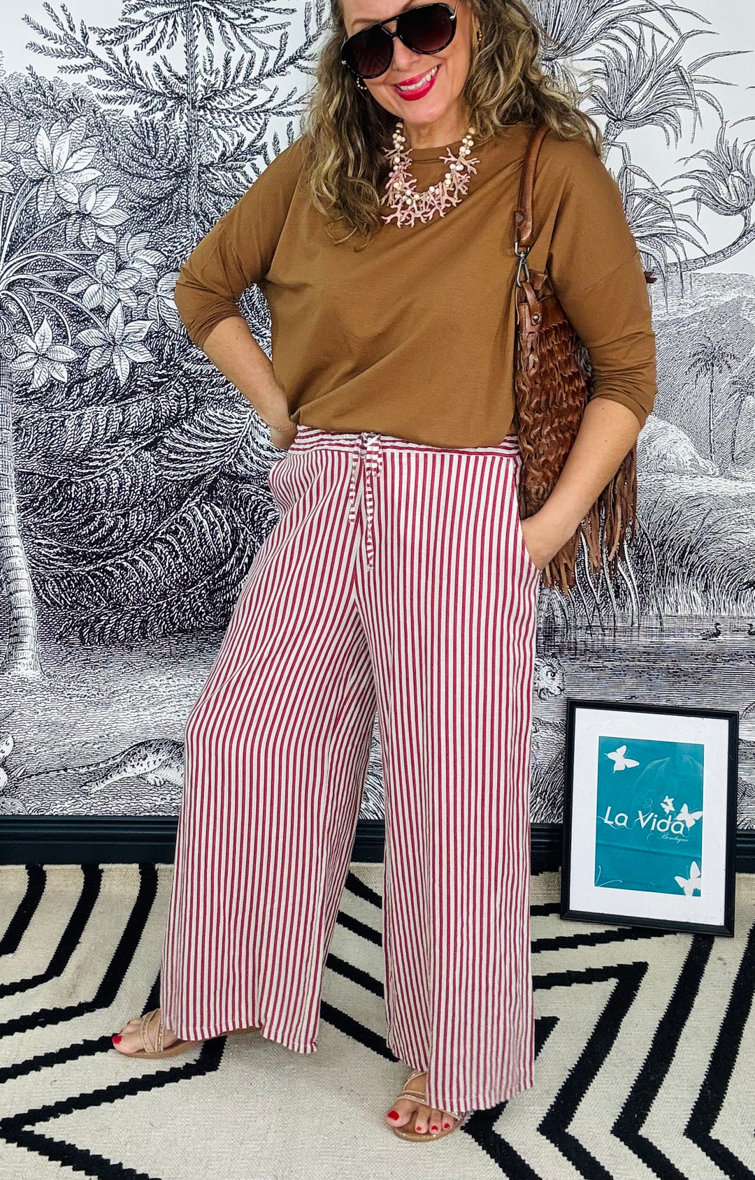 Amanda Stripe Linen Wide Leg Trouser