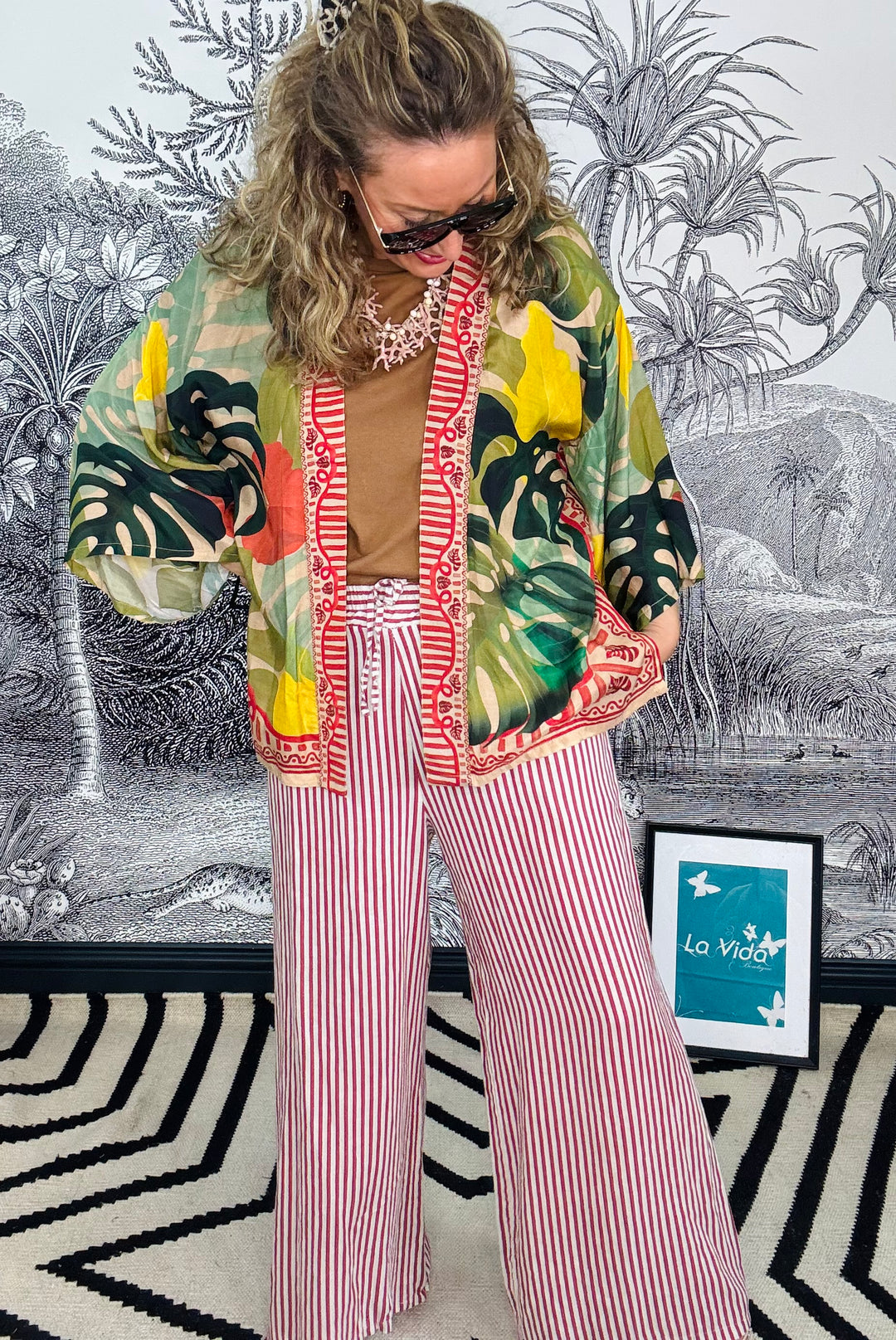 Amanda Stripe Linen Wide Leg Trouser