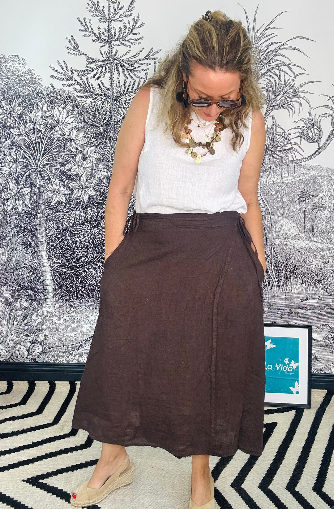 Melina linen wrap skirt
