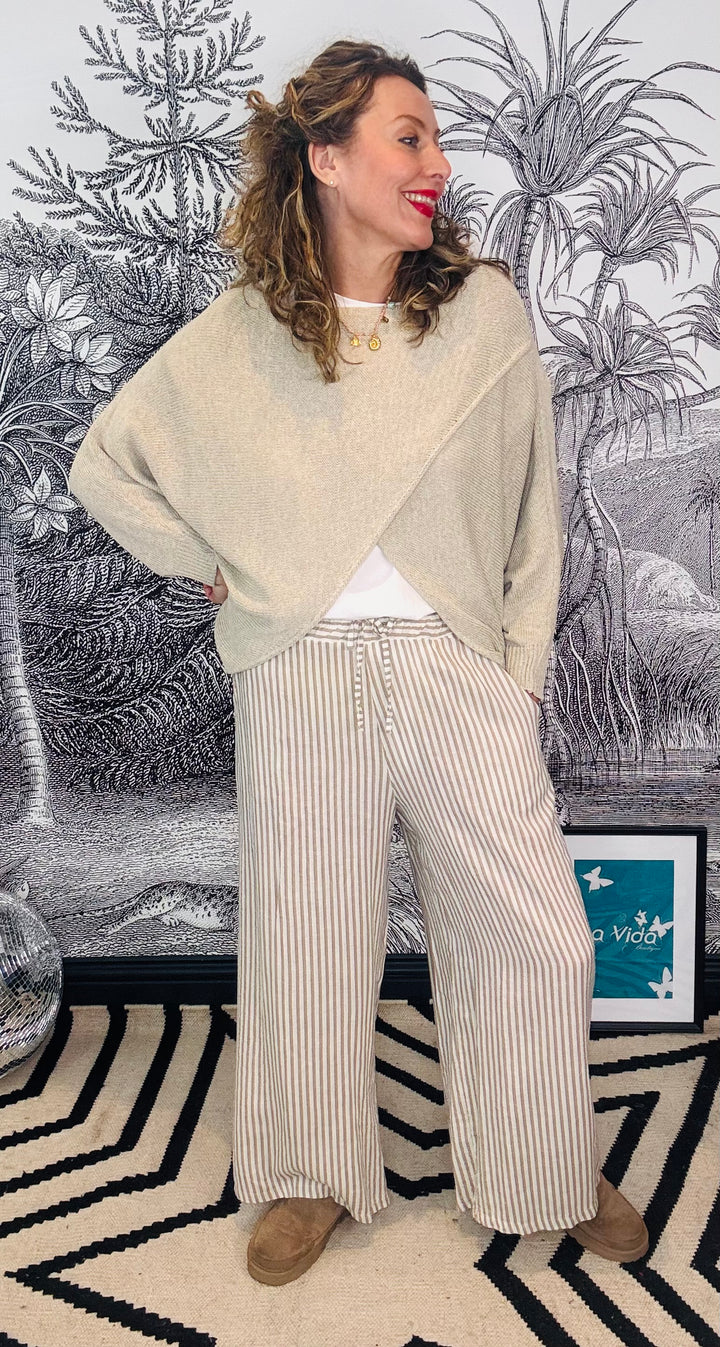 Amanda Stripe Linen Wide Leg Trouser