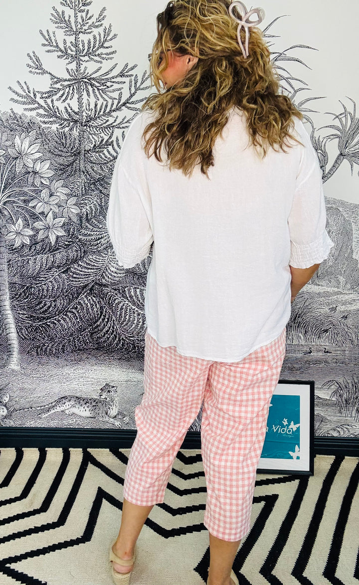 Genova Plaid Linen Blend Trousers