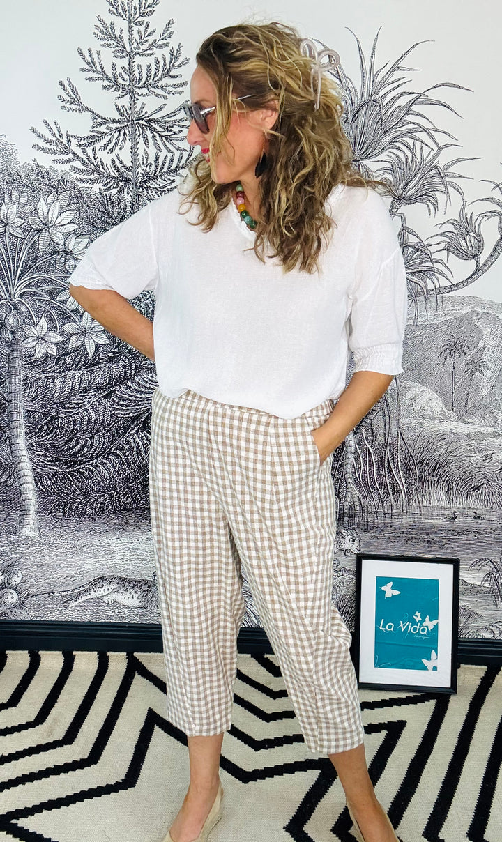 Genova Plaid Linen Blend Trousers