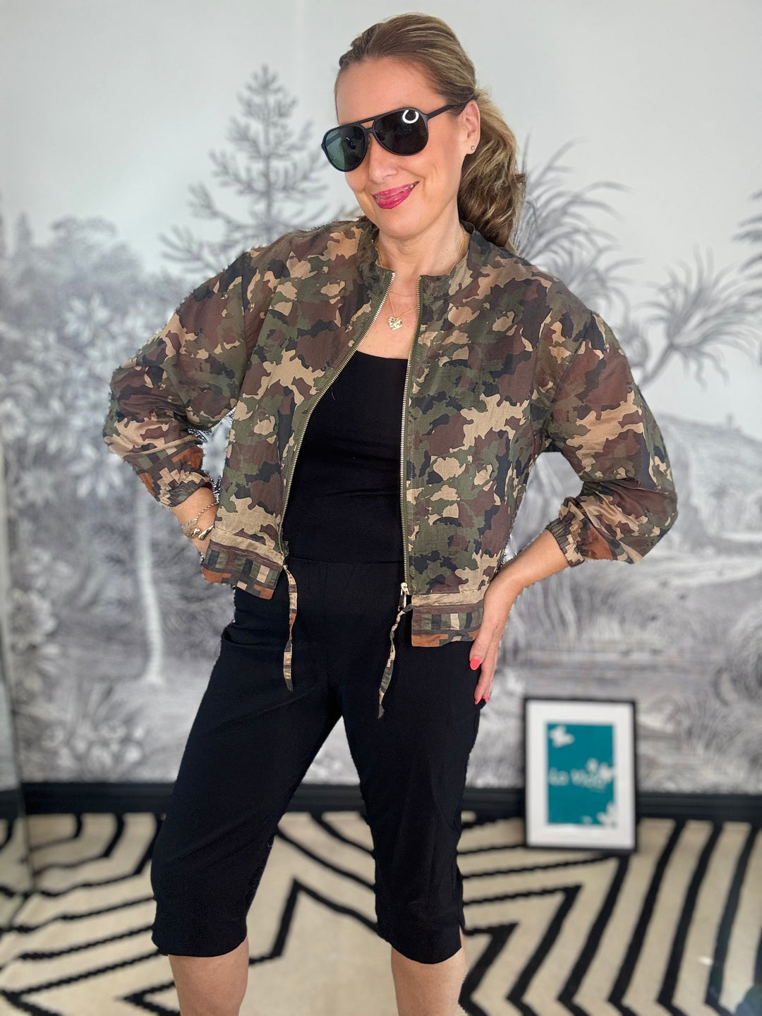 Amanda Sheer Camo Print Jacket