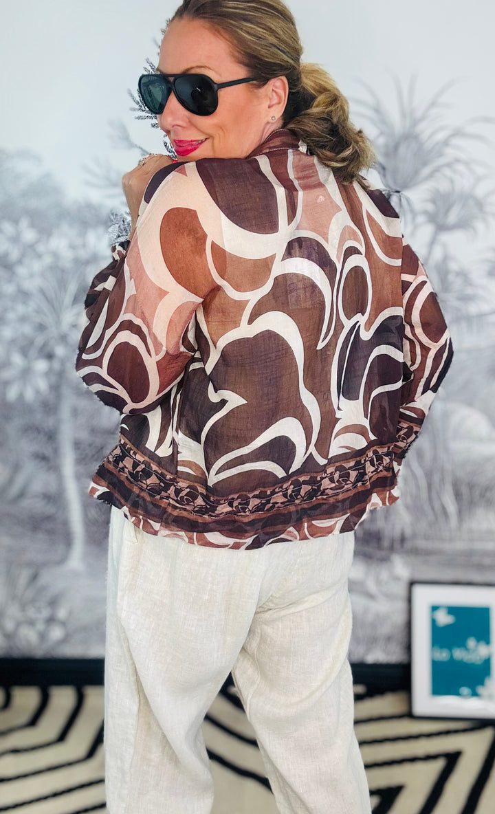 Demi Graphic Print Bomber Jacket with Drawstring Hem